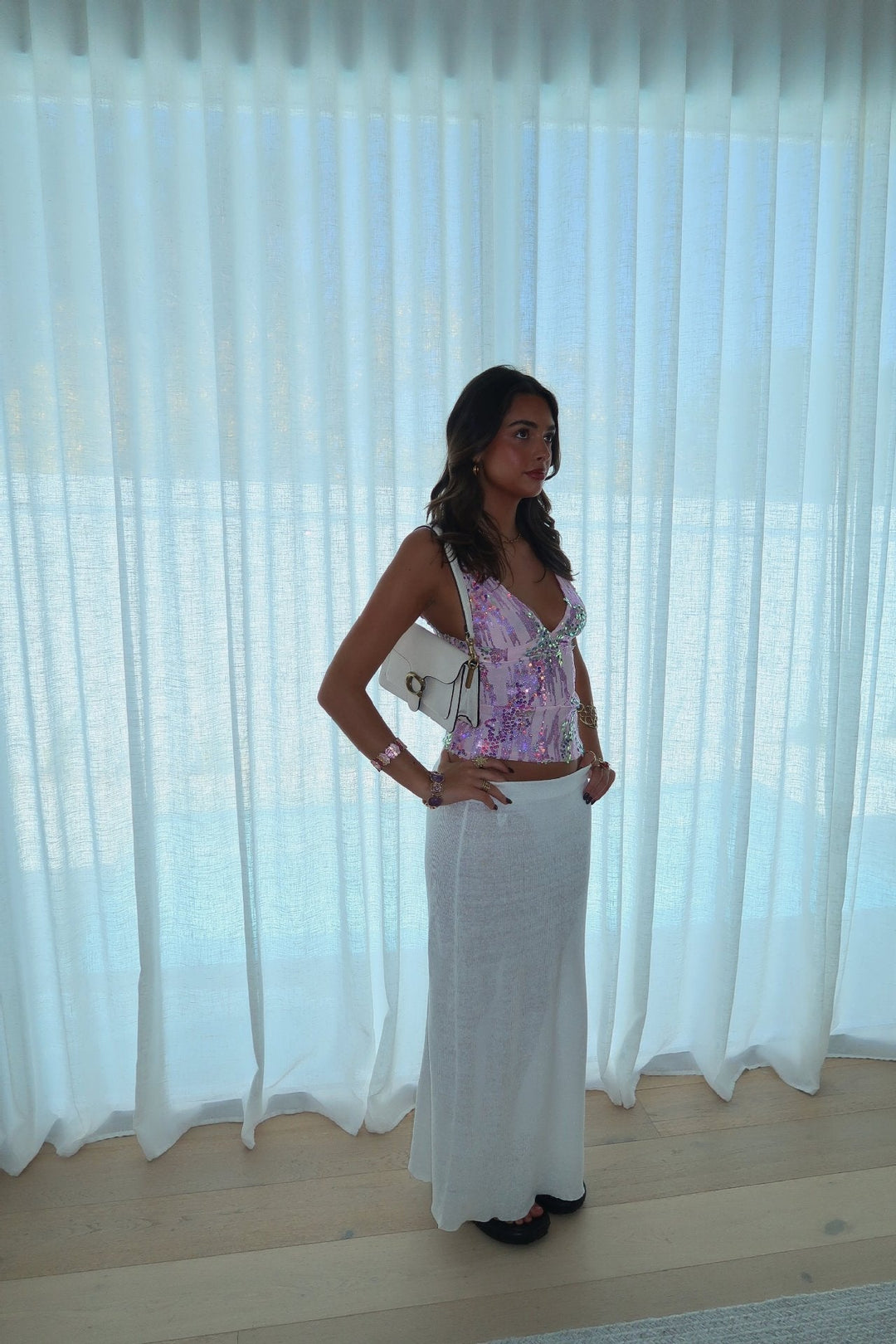 Martina | Damen Frühlings Pailletten Party Cami Top - Elle Zürich