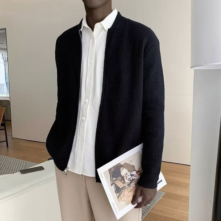 Daniel | Herren Frühling Zip-Up Gerippter Strickpullover - Elle Zürich