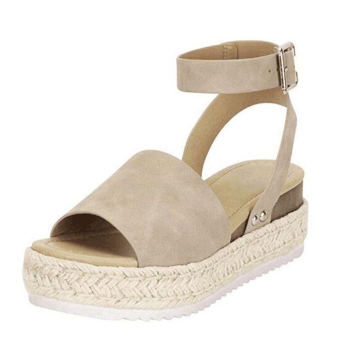 Franziska | Damen Frühling Flatform Sandalen mit Knöchelriemen und Schnalle - Elle Zürich