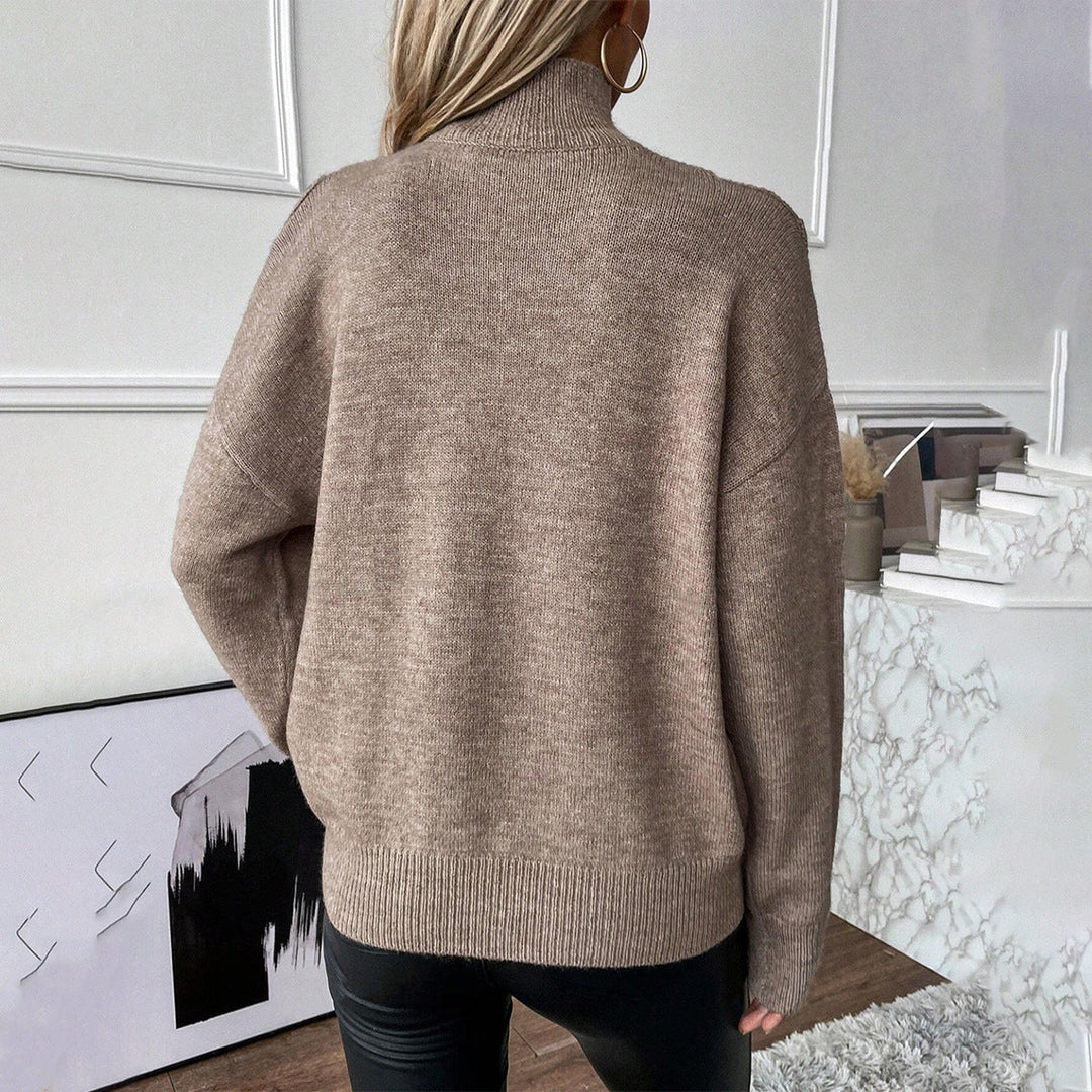 Lena | Damen Frühlings Rollkragenpullover mit Cut-Out-Schultern - Elle Zürich