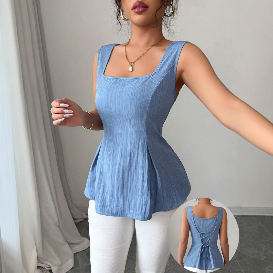 Rita | Damen Frühlings Ärmelloses Enganliegendes Peplum Top - Elle Zürich