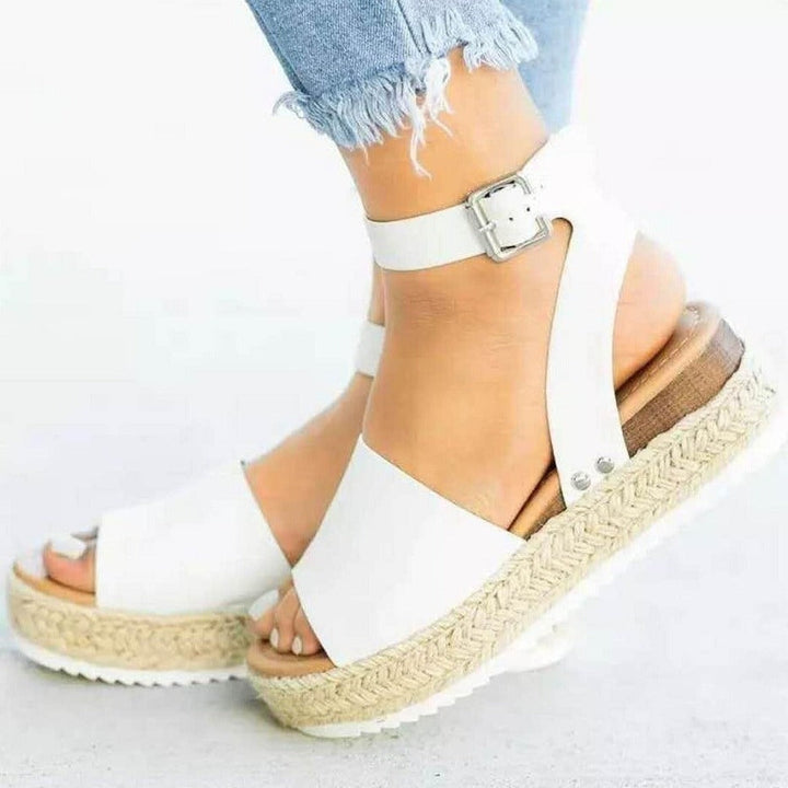 Franziska | Damen Frühling Flatform Sandalen mit Knöchelriemen und Schnalle - Elle Zürich