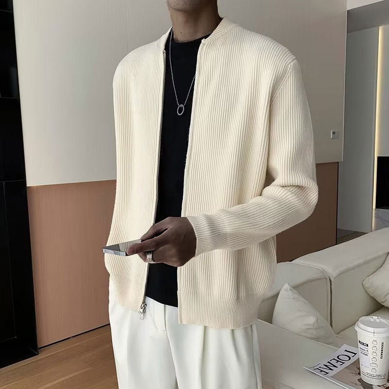 Daniel | Herren Frühling Zip-Up Gerippter Strickpullover - Elle Zürich