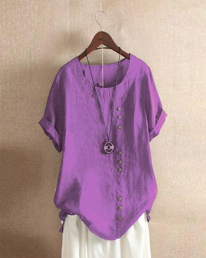Doris | Damen Lässige Bluse mit Knopfdetail und Kurzarm - Elle Zürich
