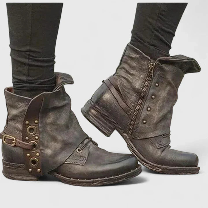 Carolin | Damen Frühlings Vintage Stiefeletten mit Schnalle - Elle Zürich