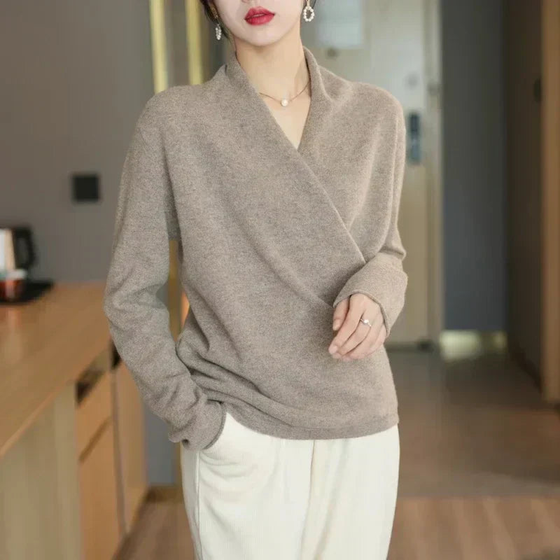 Felicia | Damen Frühlings-Wickelausschnitt-Stricktop - Elle Zürich