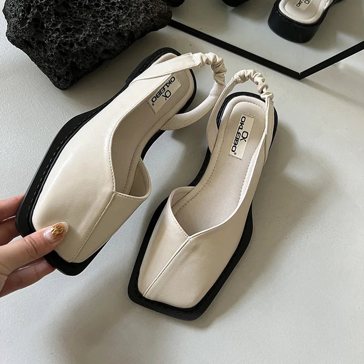 Beatrice | Damen Frühling Minimalistische Slingback Ballerina-Heels - Elle Zürich