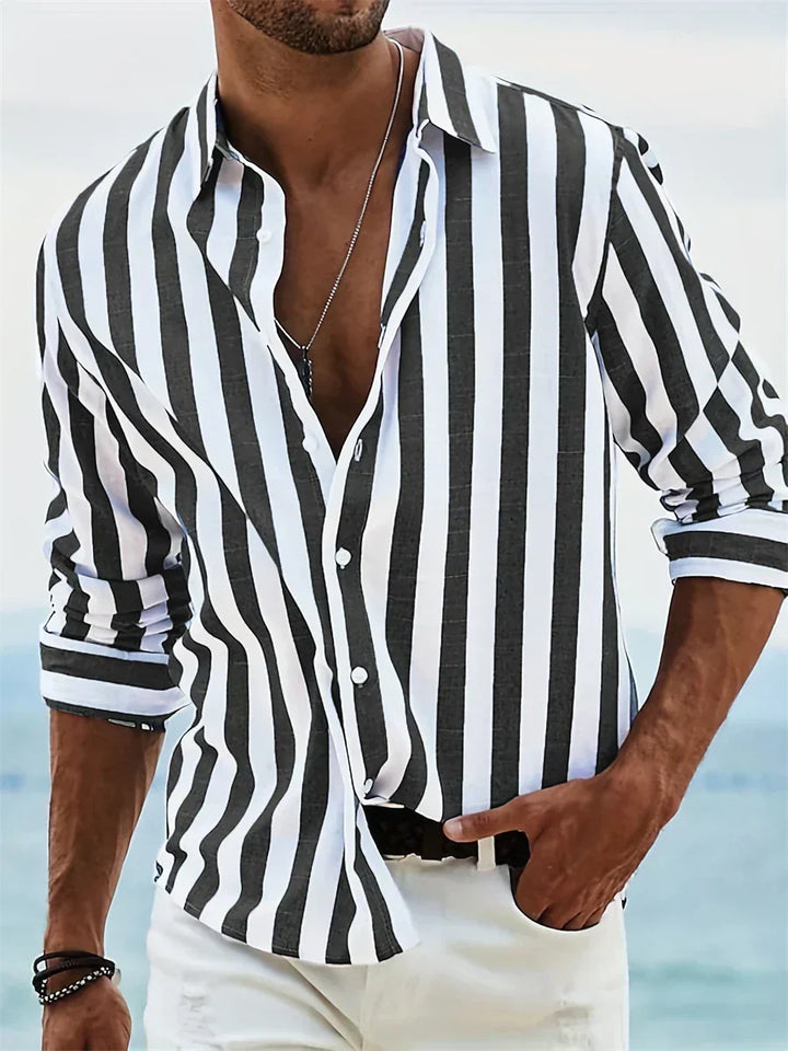 Adrian | Gestreiftes Herren Button-Down Freizeithemd - Elle Zürich