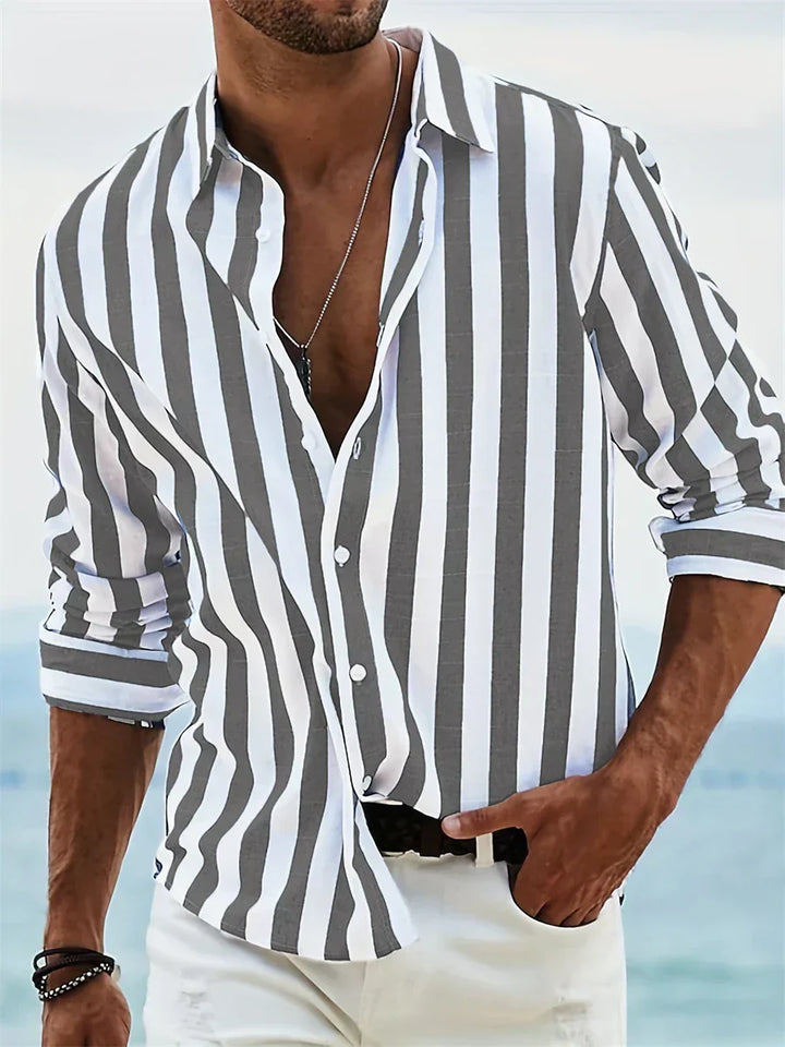 Adrian | Gestreiftes Herren Button-Down Freizeithemd - Elle Zürich