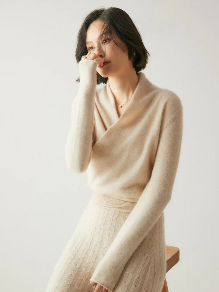 Kate | Women’s Elegant Wrap Crossover Chic Sweater - Elle Zürich