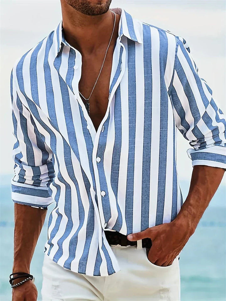 Adrian | Gestreiftes Herren Button-Down Freizeithemd - Elle Zürich