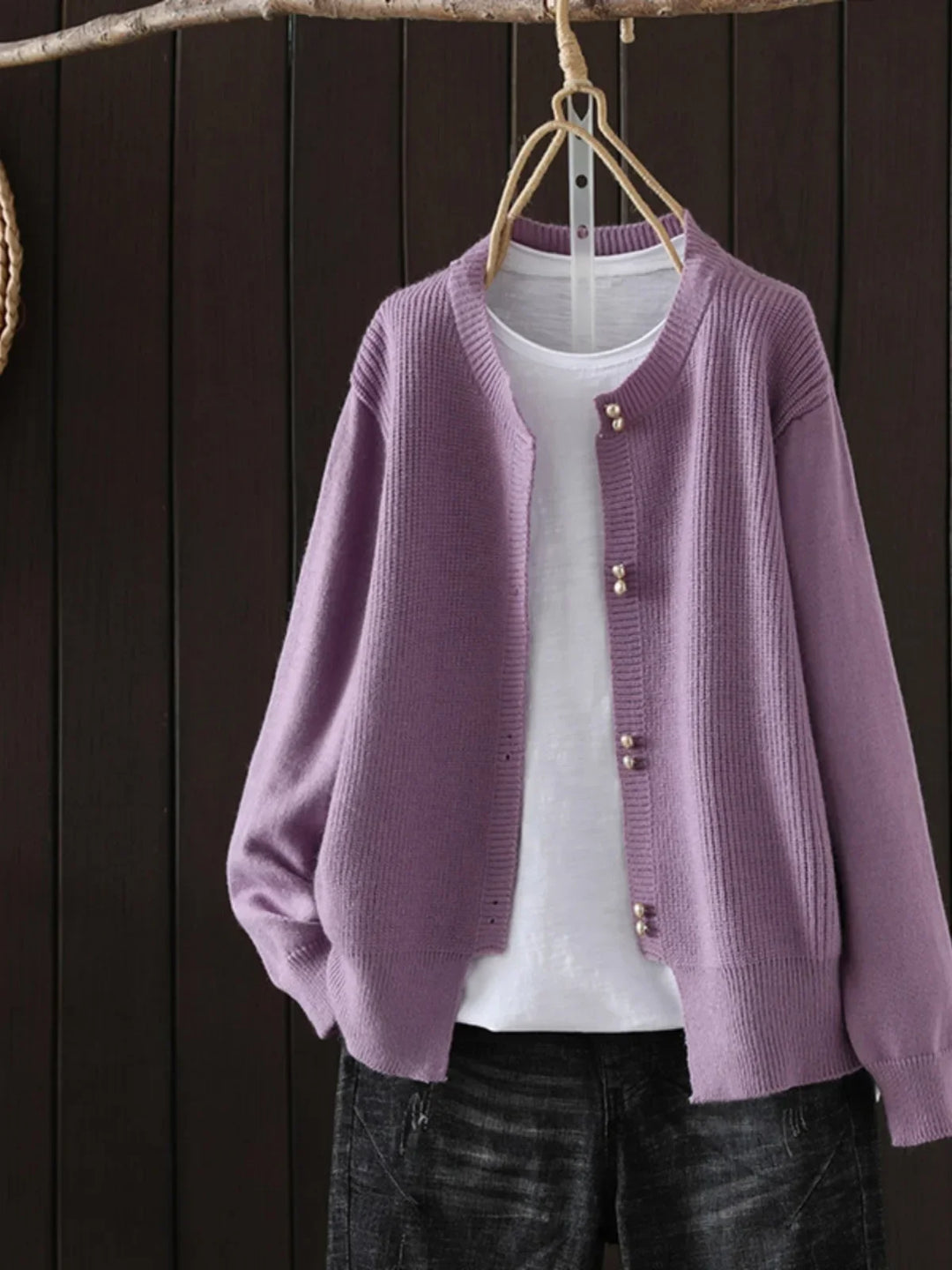 Helga | Damen Winter Gemütlicher Cardigan mit Perlenknöpfen - Elle Zürich