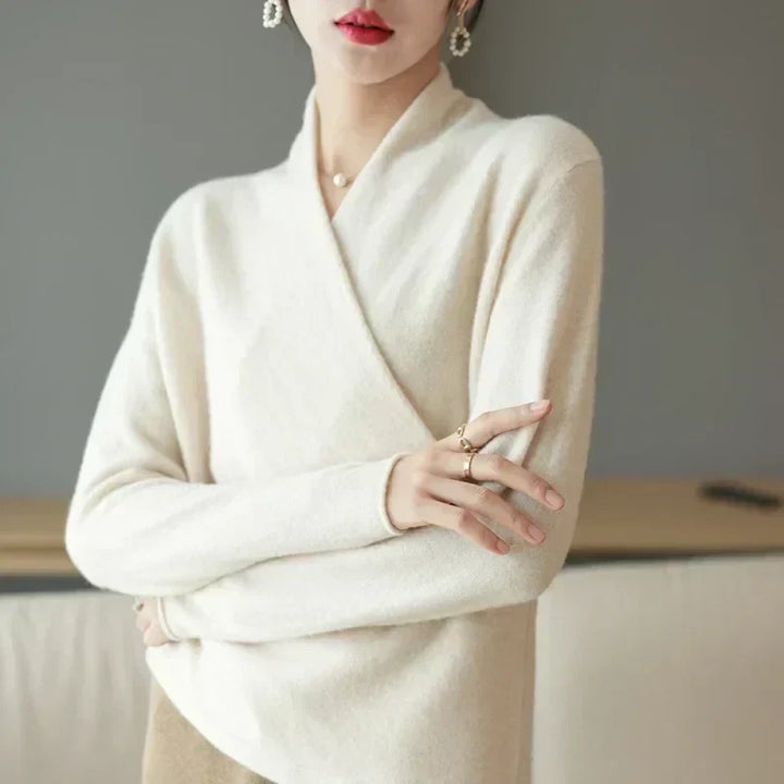 Felicia | Damen Frühlings-Wickelausschnitt-Stricktop - Elle Zürich