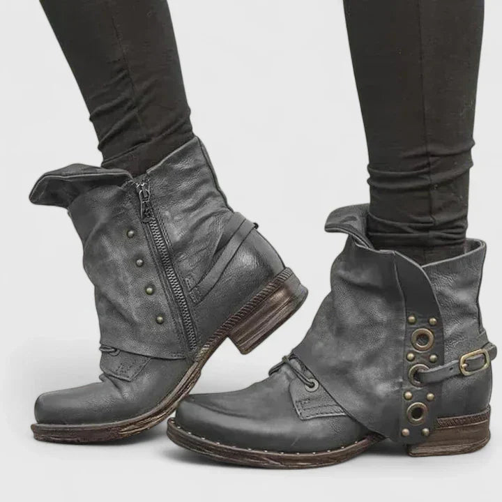Carolin | Damen Frühlings Vintage Stiefeletten mit Schnalle - Elle Zürich