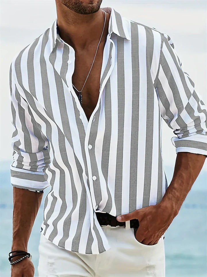 Adrian | Gestreiftes Herren Button-Down Freizeithemd - Elle Zürich