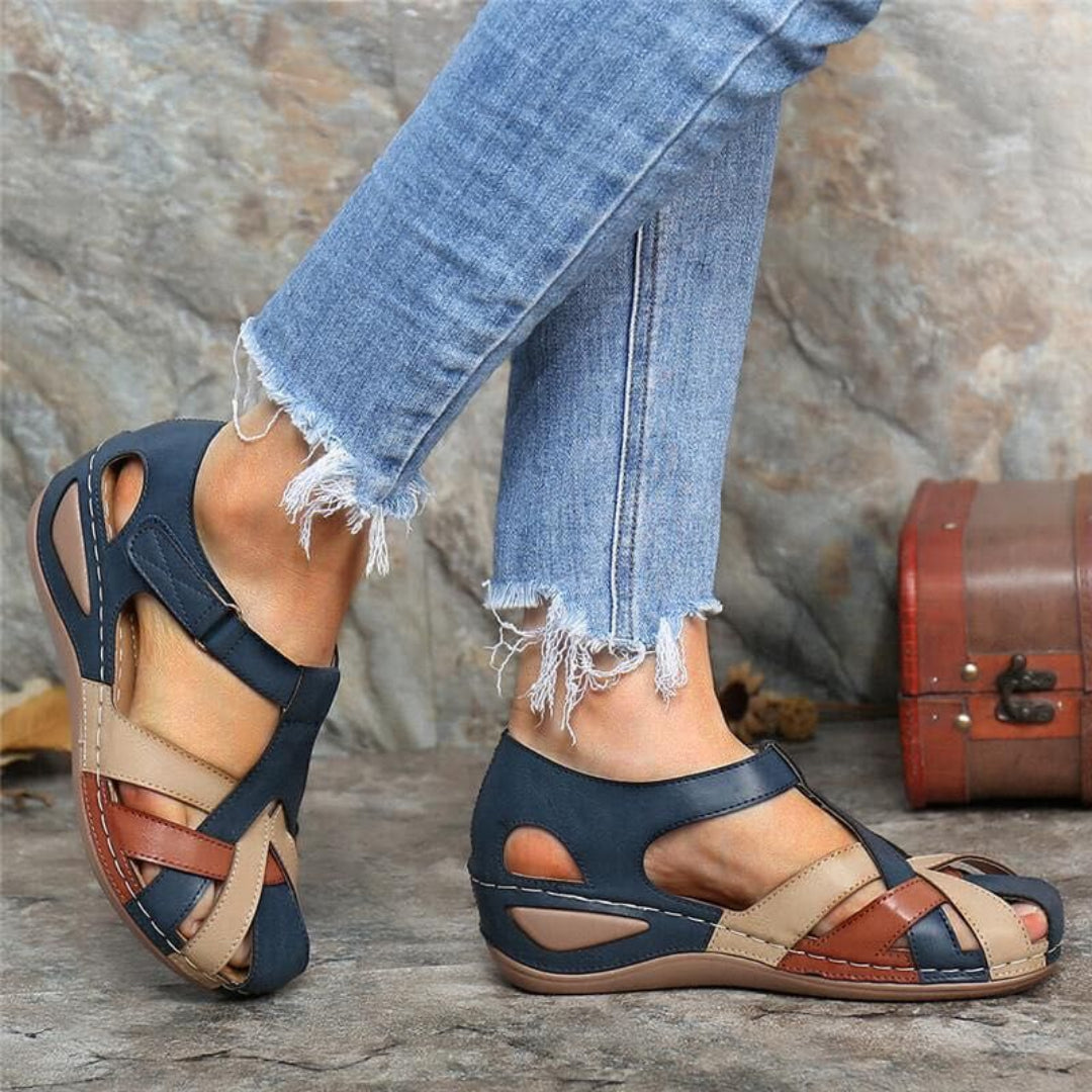 Isabella | Damen Frühlings Colorblock Sandalen mit Geschlossener Spitze - Elle Zürich