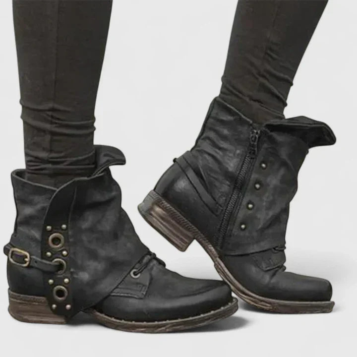 Carolin | Damen Frühlings Vintage Stiefeletten mit Schnalle - Elle Zürich