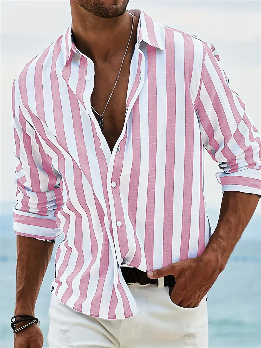 Adrian | Gestreiftes Herren Button-Down Freizeithemd - Elle Zürich