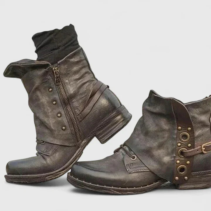 Carolin | Damen Frühlings Vintage Stiefeletten mit Schnalle - Elle Zürich