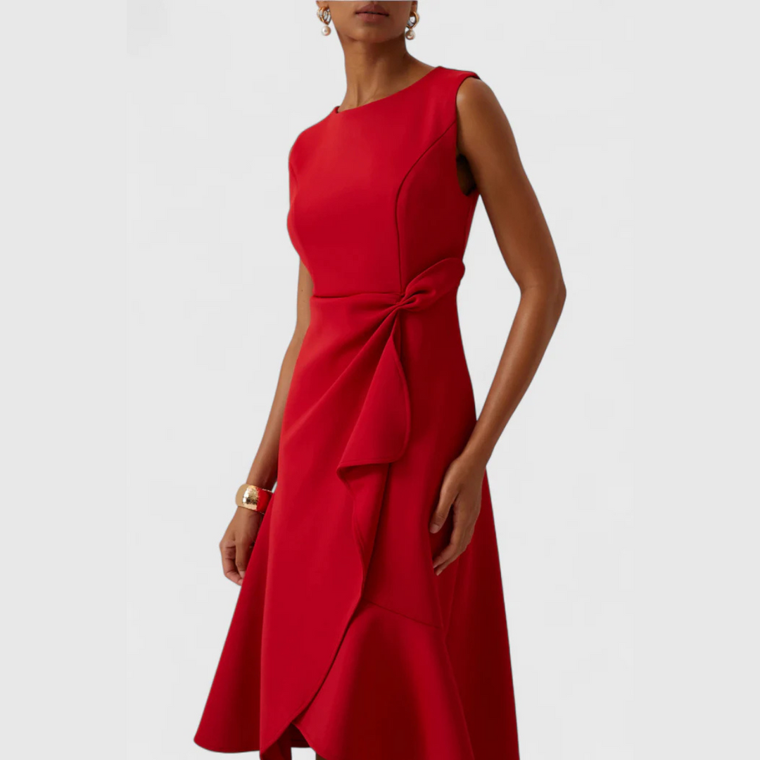 Andrea | Damen Drapiertes Asymmetrisches Midikleid - Elle Zürich
