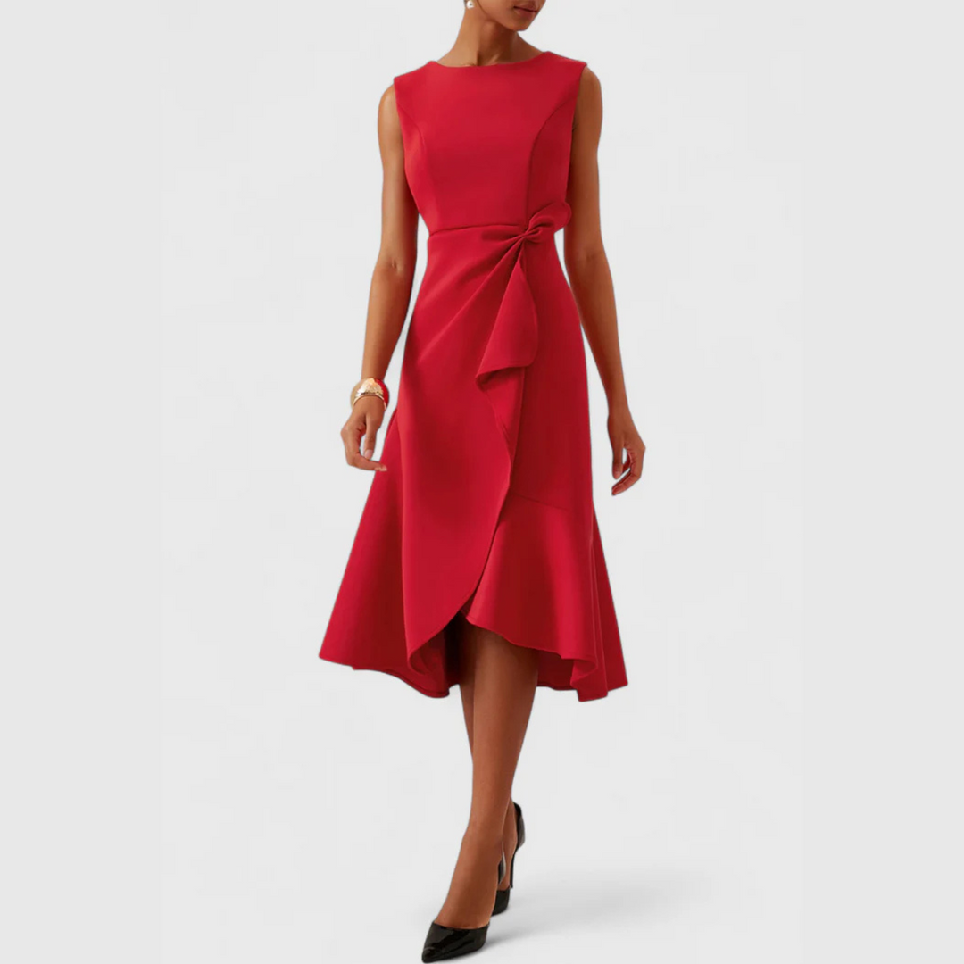 Andrea | Damen Drapiertes Asymmetrisches Midikleid - Elle Zürich