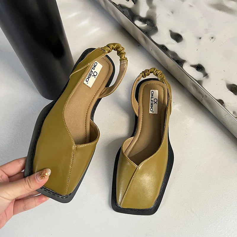 Beatrice | Damen Frühling Minimalistische Slingback Ballerina-Heels - Elle Zürich
