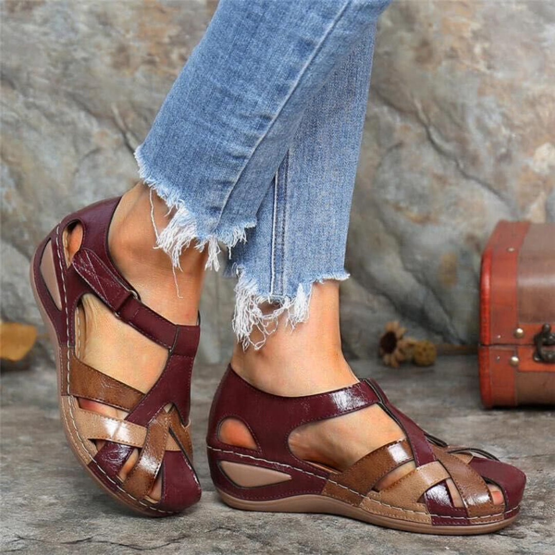 Isabella | Damen Frühlings Colorblock Sandalen mit Geschlossener Spitze - Elle Zürich