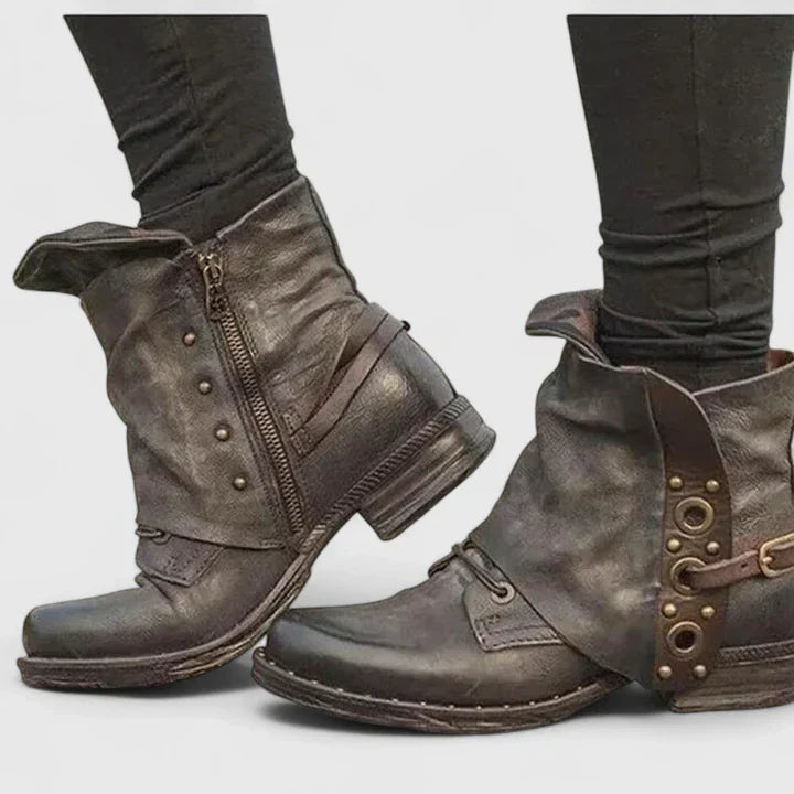 Carolin | Damen Frühlings Vintage Stiefeletten mit Schnalle - Elle Zürich