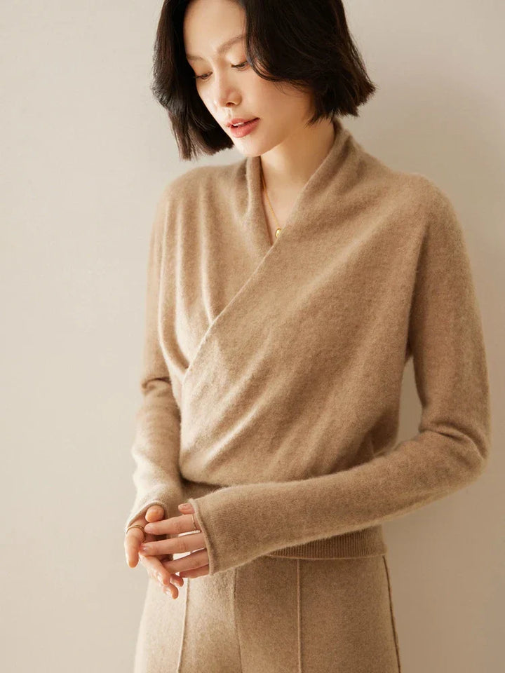 Kate | Women’s Elegant Wrap Crossover Chic Sweater - Elle Zürich