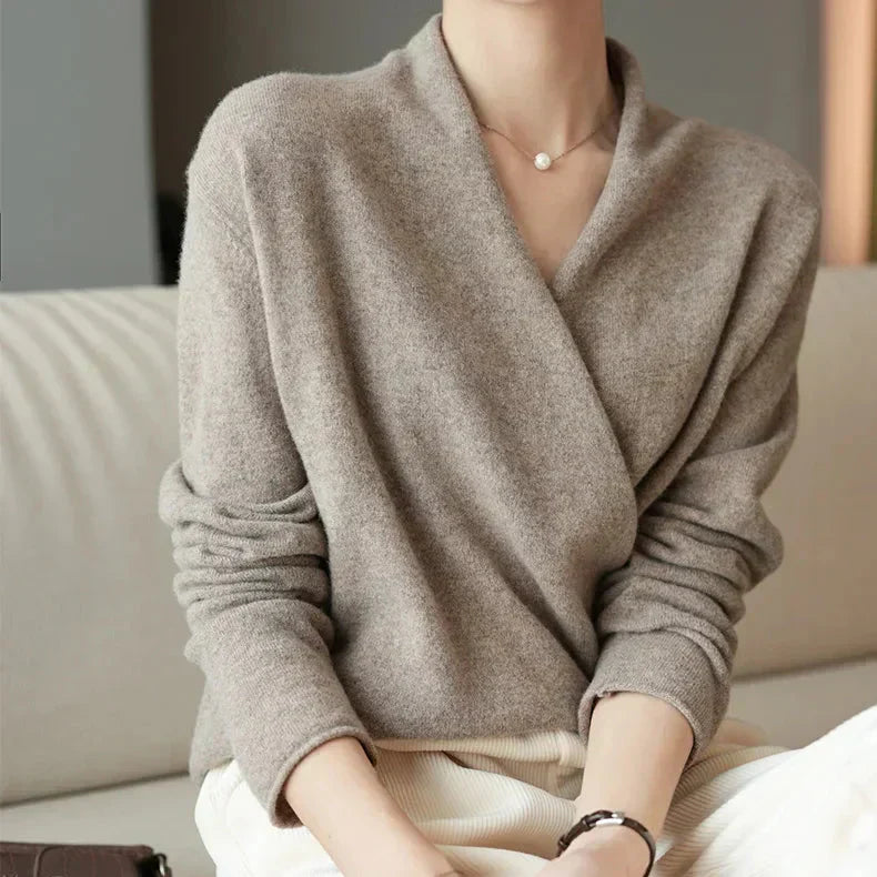 Felicia | Damen Frühlings-Wickelausschnitt-Stricktop - Elle Zürich