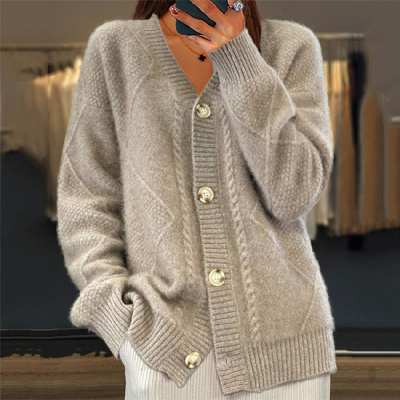 Angela | Damen Gemütliche Strickjacke mit langen Ärmeln - Elle Zürich