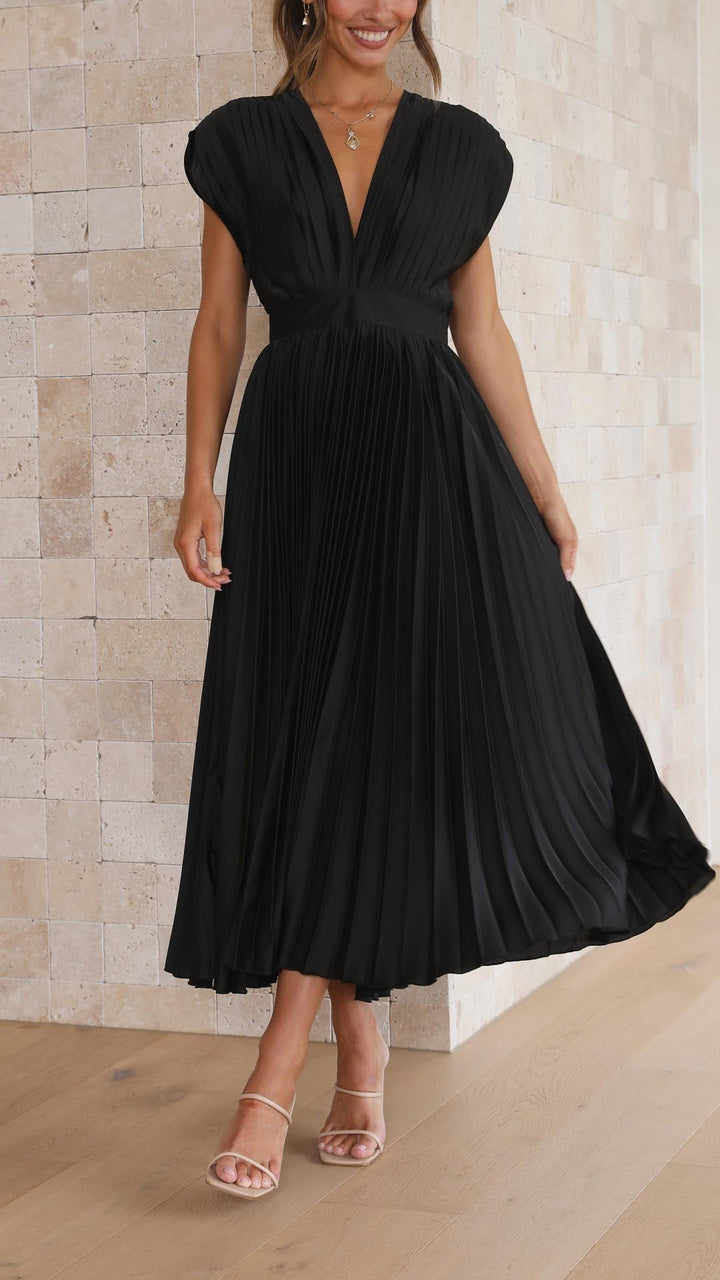 Angela | Damen Klassisches Plissiertes Maxikleid - Elle Zürich