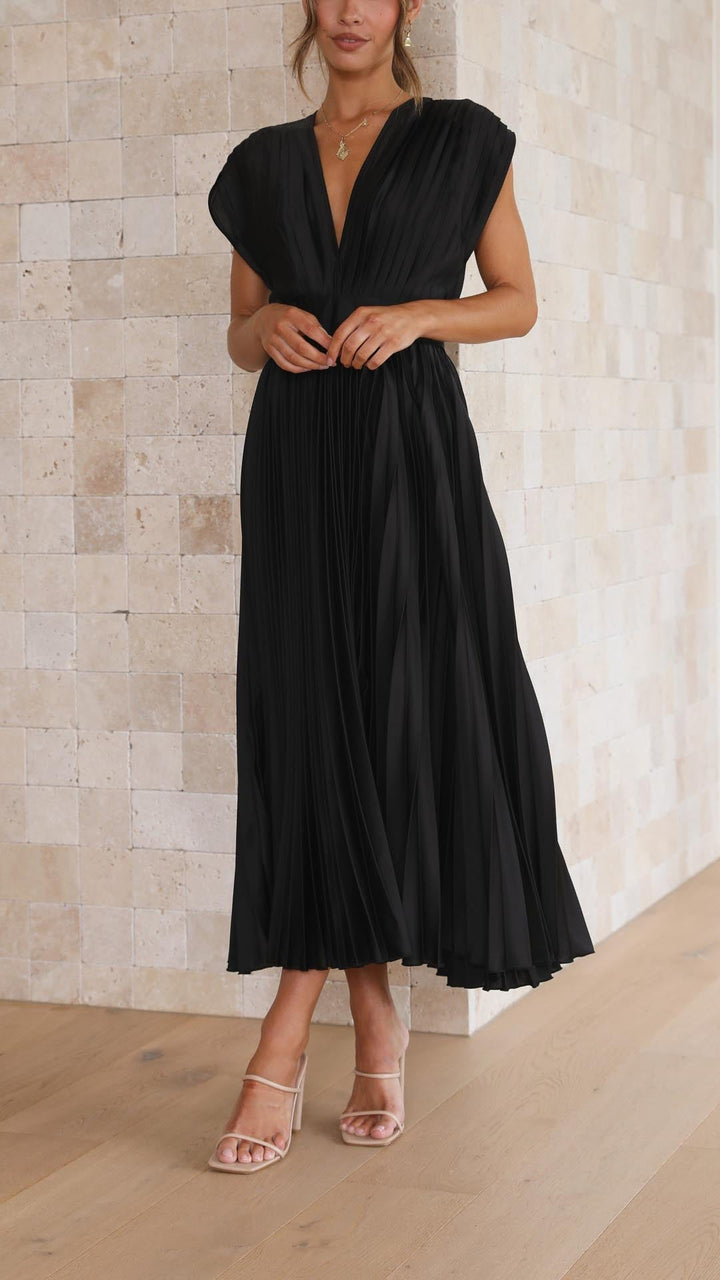 Angela | Damen Klassisches Plissiertes Maxikleid - Elle Zürich