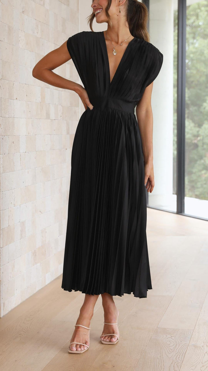 Angela | Damen Klassisches Plissiertes Maxikleid - Elle Zürich