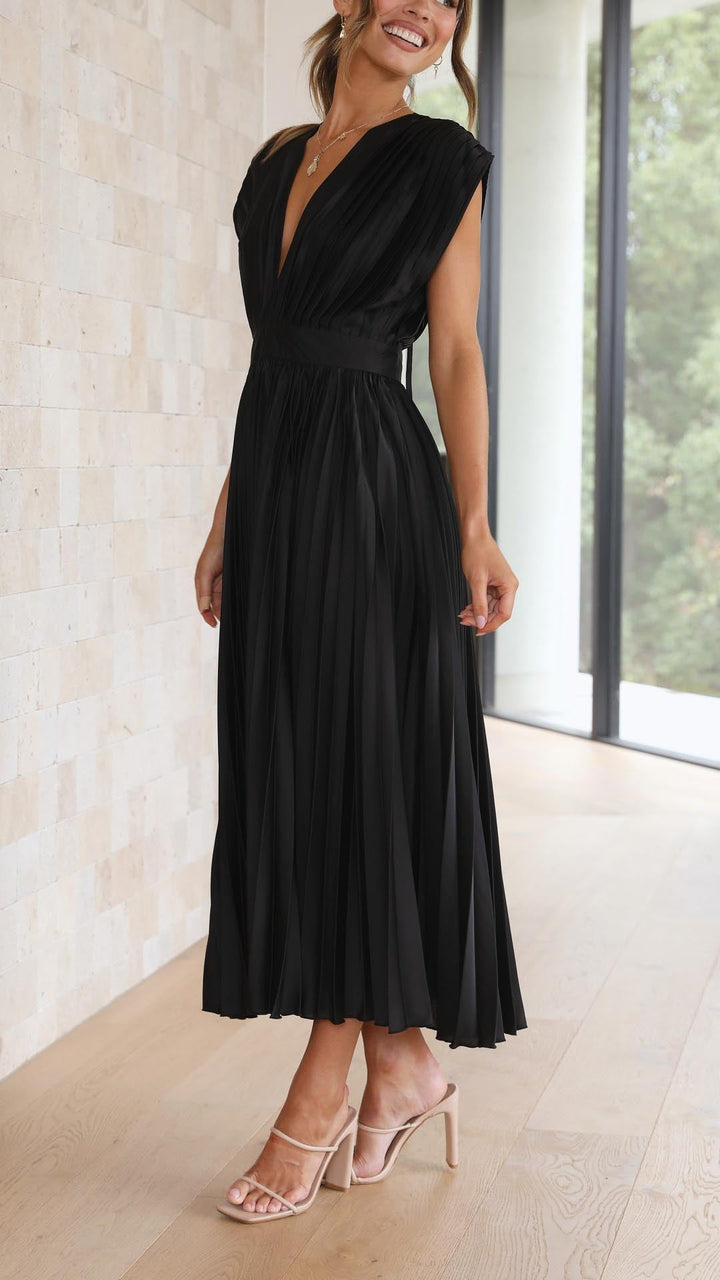 Angela | Damen Klassisches Plissiertes Maxikleid - Elle Zürich