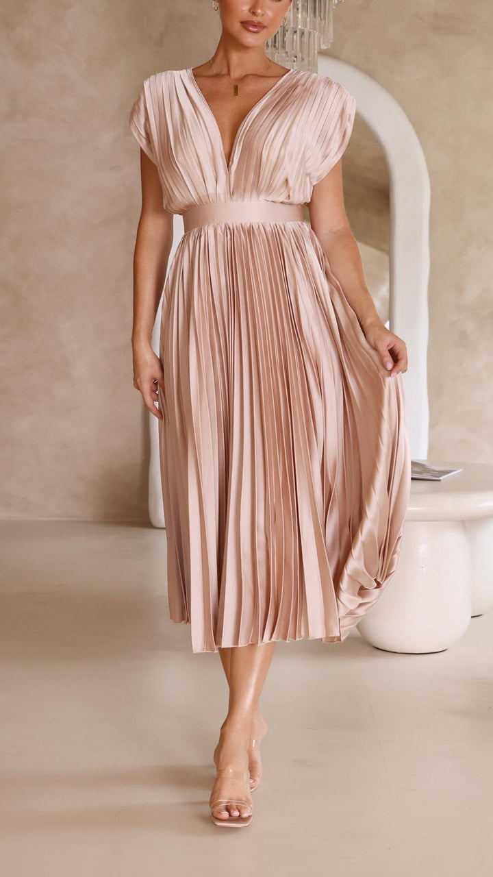 Angela | Damen Klassisches Plissiertes Maxikleid - Elle Zürich