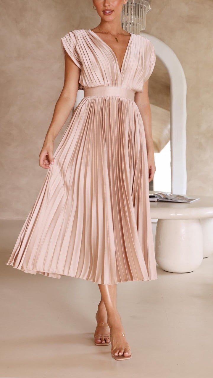 Angela | Damen Klassisches Plissiertes Maxikleid - Elle Zürich