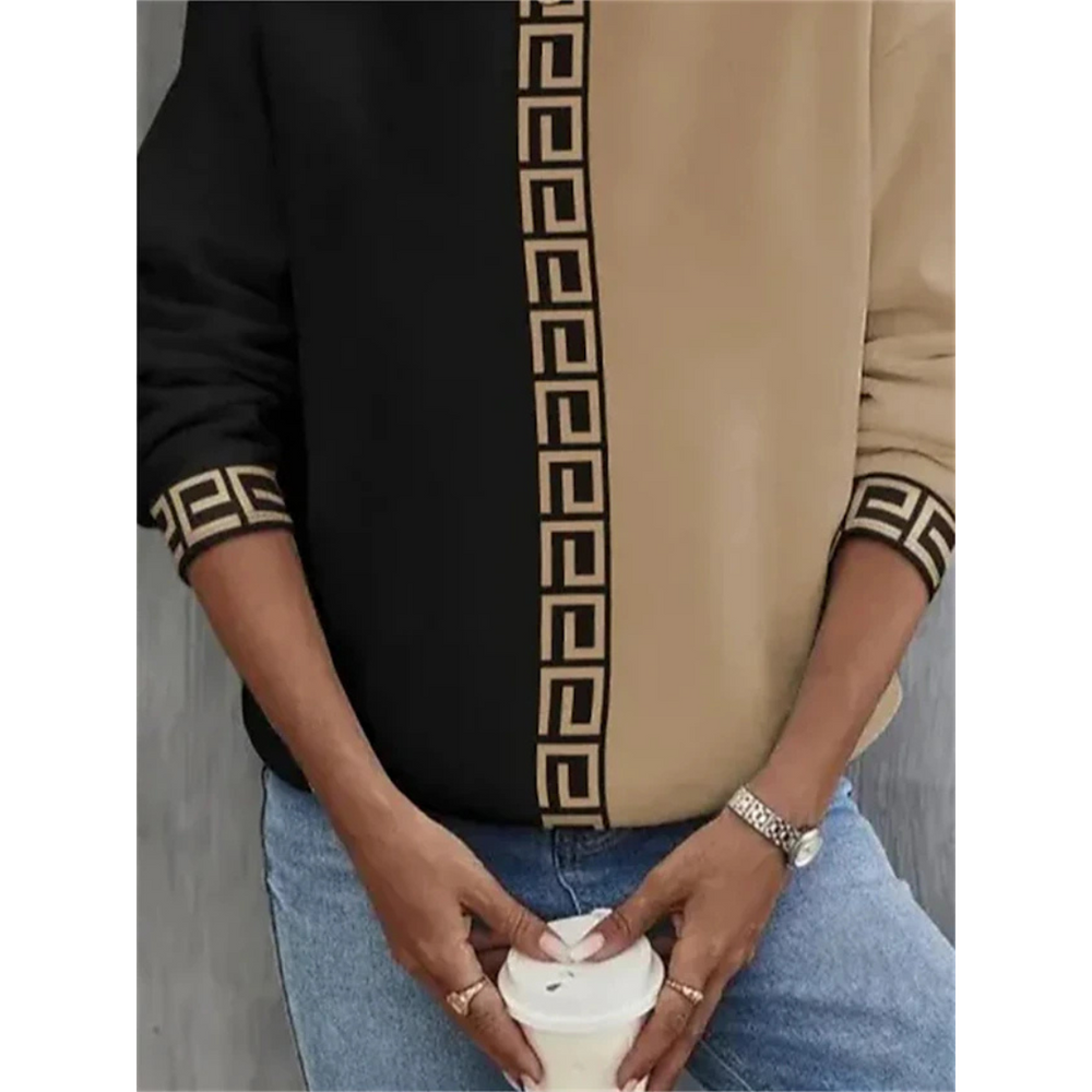 Elfriede | Damen Freizeit Sweatshirt mit Griechischer Schlüsselbordüre - Elle Zürich