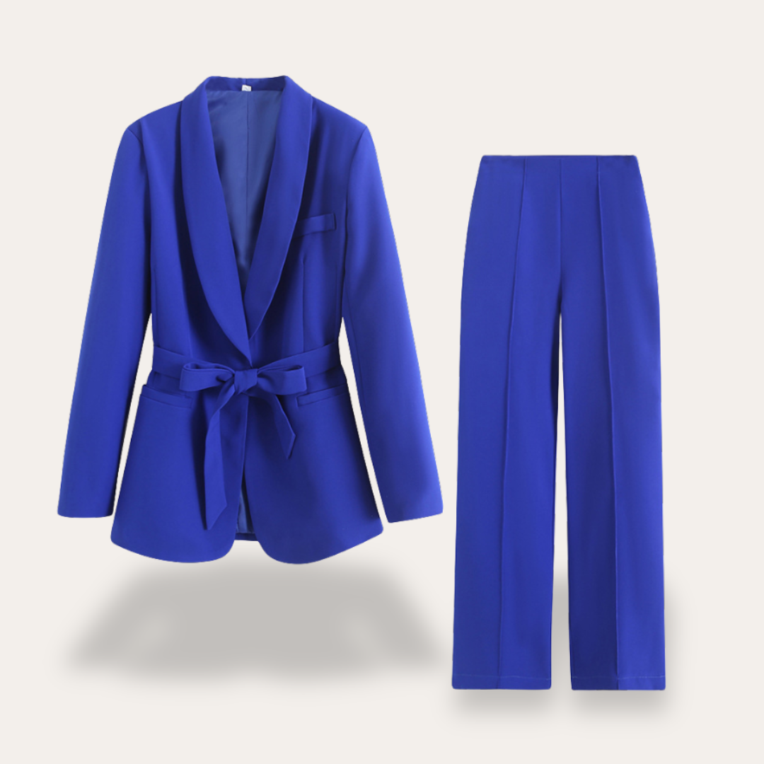 Elsa | Damen Blazer mit Gürtel und Weitbein-Hosen, Zweiteiliges Set - Elle Zürich