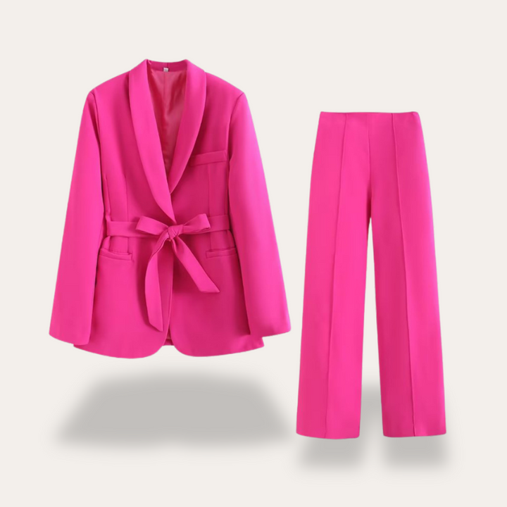 Elsa | Damen Blazer mit Gürtel und Weitbein-Hosen, Zweiteiliges Set - Elle Zürich