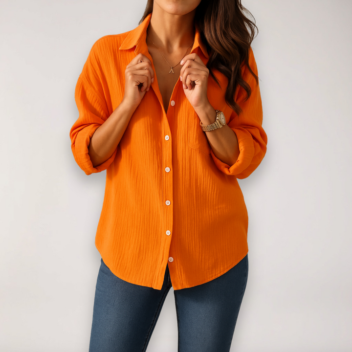 Eleanor | Women’s Button Front Roll Up Shirt - Elle Zürich