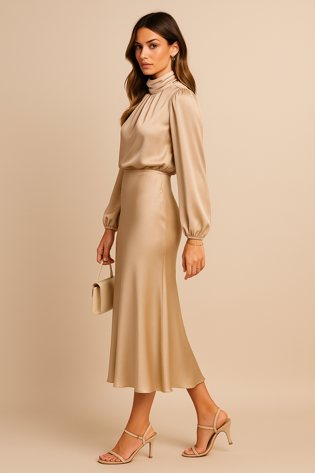 Nicole | Damen Midikleid mit hohem Ausschnitt - Elle Zürich