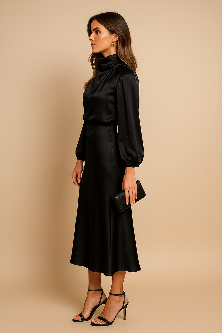 Nicole | Damen Midikleid mit hohem Ausschnitt - Elle Zürich