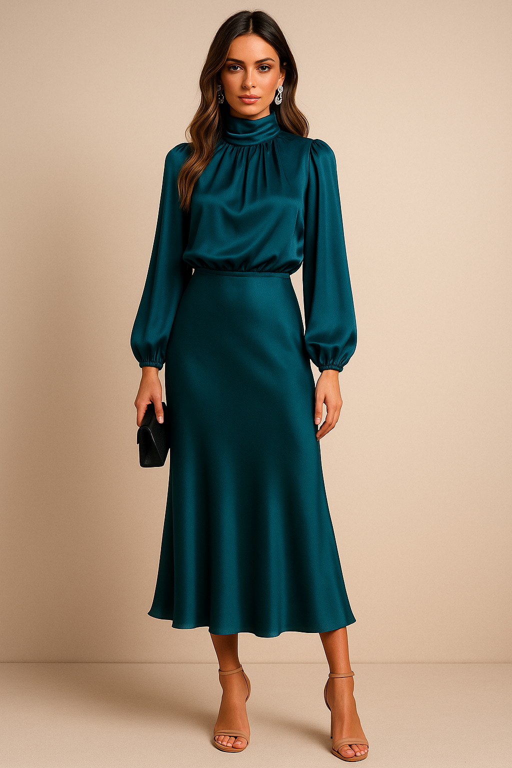 Nicole | Damen Midikleid mit hohem Ausschnitt - Elle Zürich