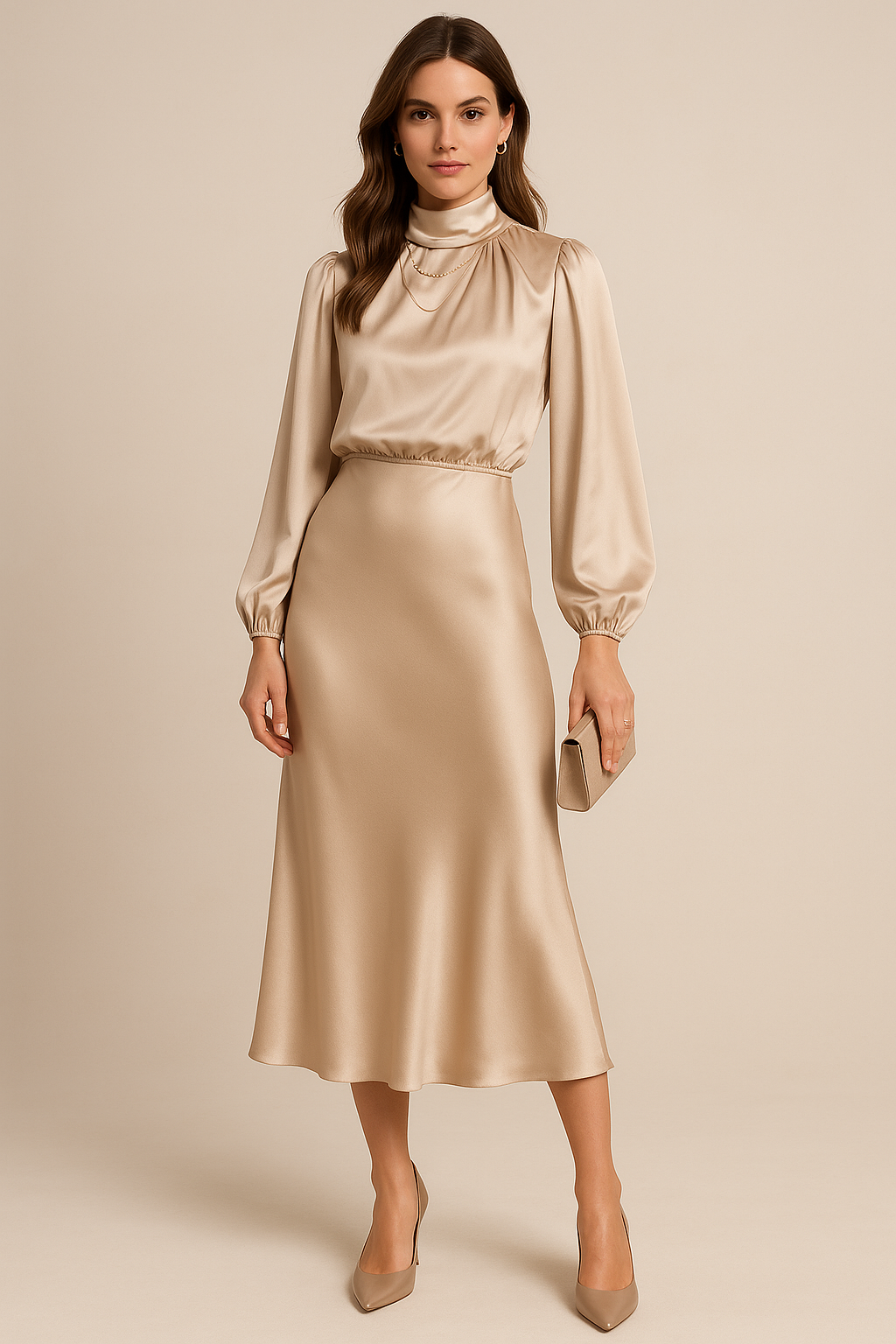 Nicole | Damen Midikleid mit hohem Ausschnitt - Elle Zürich