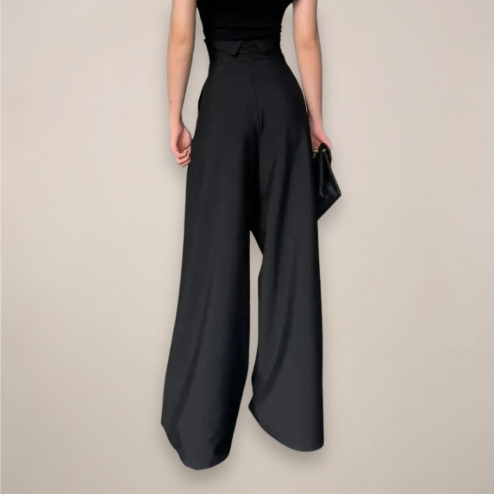 Makayla | Women’s High Waisted Wide Leg Trousers - Elle Zürich
