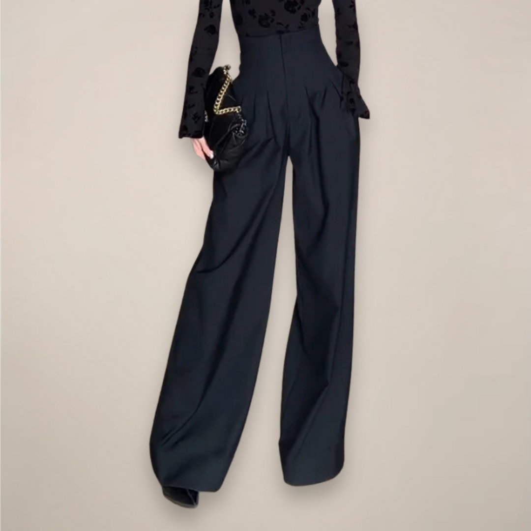 Makayla | Women’s High Waisted Wide Leg Trousers - Elle Zürich