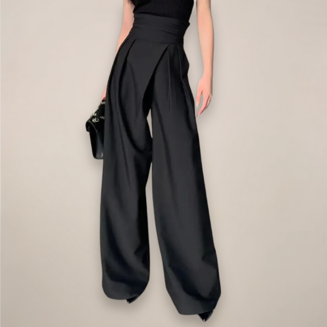Makayla | Women’s High Waisted Wide Leg Trousers - Elle Zürich