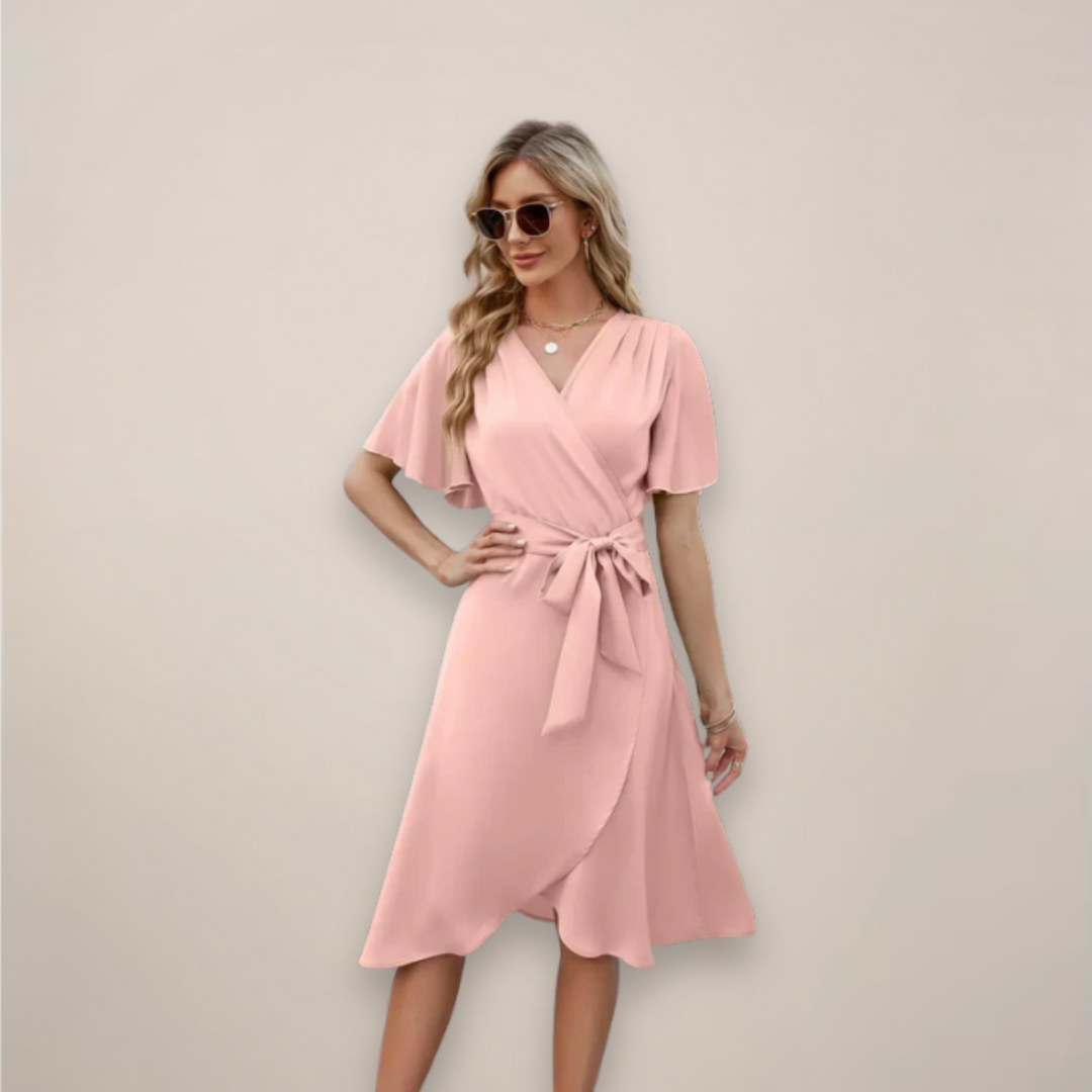 Clara | Women’s Midi Wrap Dress With Front Tie - Elle Zürich