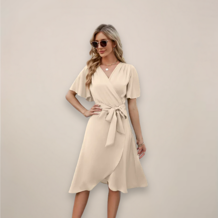 Clara | Women’s Midi Wrap Dress With Front Tie - Elle Zürich